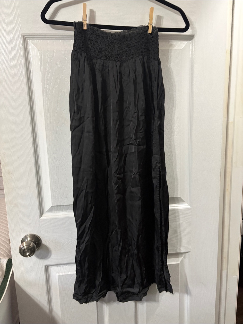 aerie Black Maxi Skirt with Smocked Waist